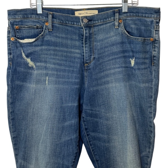 Gap True Skinny Ankle distressed denim jeans raw hem women’s 34 R medium indigo - Picture 2 of 14